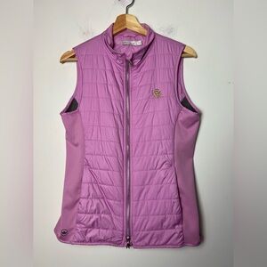 Peter Millar Lizzie Hybrid Full Two-Way Zip Lilac Quilted Vest with Pockets Golf